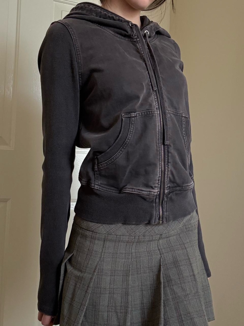 Converse Black Washed Zip Hoodie Jacket